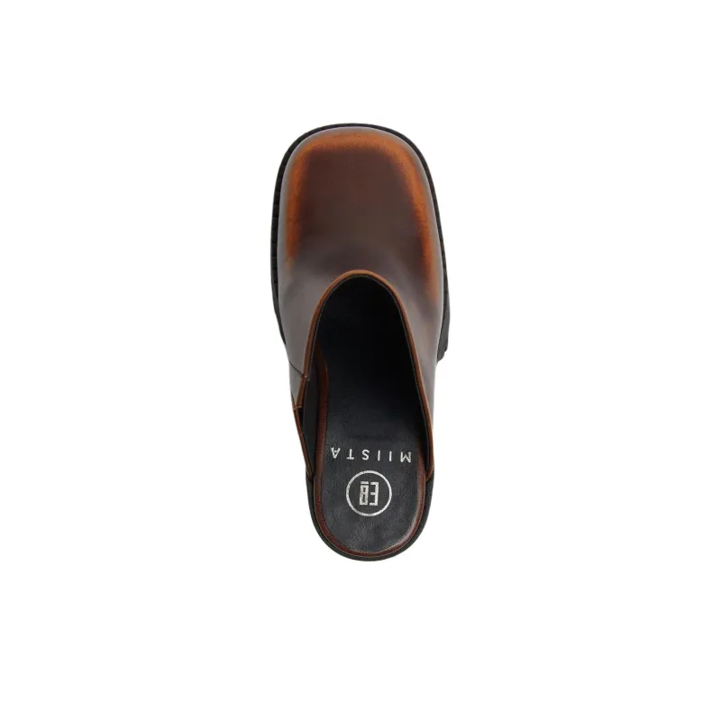 MIISTA Closed Toe Slippers 8cm Women's Brown-3