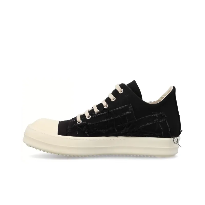 Rick Owens DRKSHDW Slashed Low Sneaks Black Milk-0