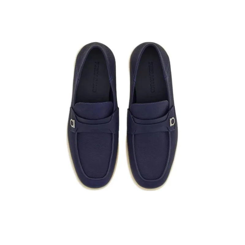 FERRAGAMO Gancini-plaque Leather Loafers-3