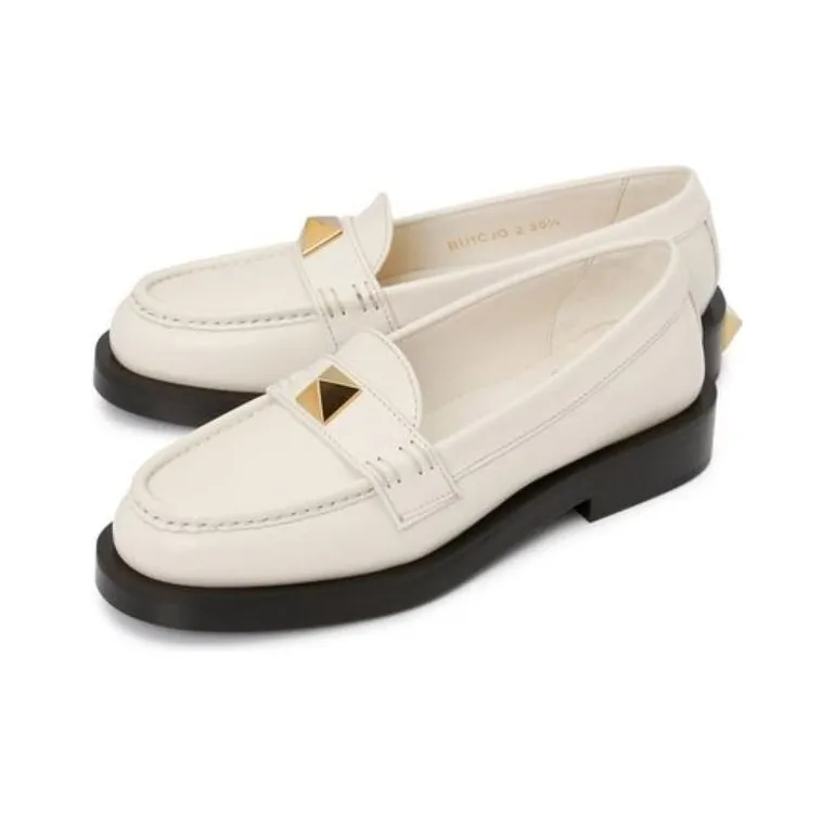 Valentino Roman Stud Loafers 3cm Women's White-1
