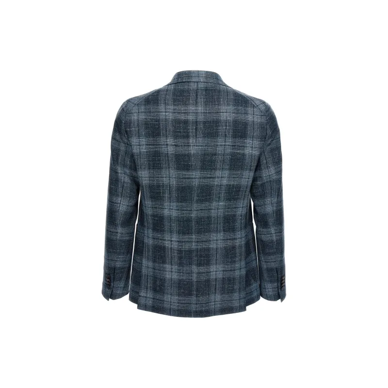 Tagliatore Montecarlo Checked Single Breasted Blazer-1