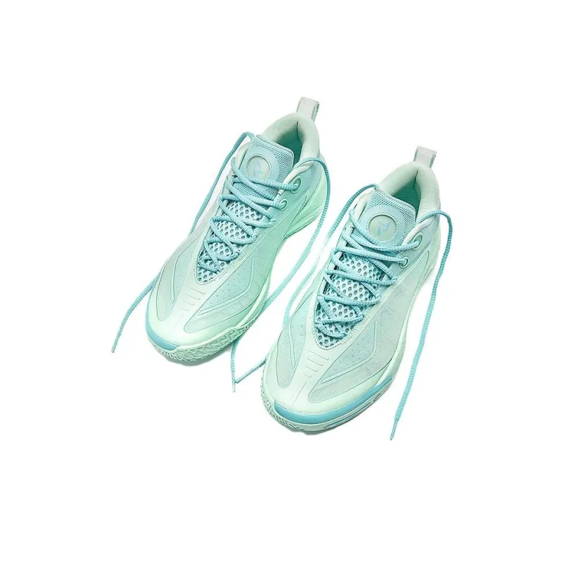 QIAODAN Wind Blade 4PRO Basketball Shoes Men Low Top Enamel Green/Lake Blue-3