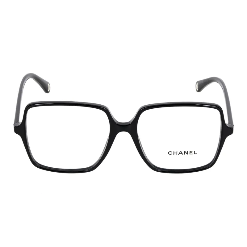 CHANEL Plate Frame Square Eyeglass Frames Unisex Black-1