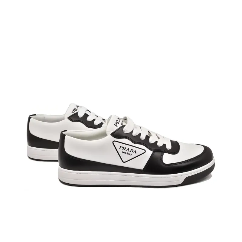 PRADA Low Top Skateboard Shoes Men's White Black-2
