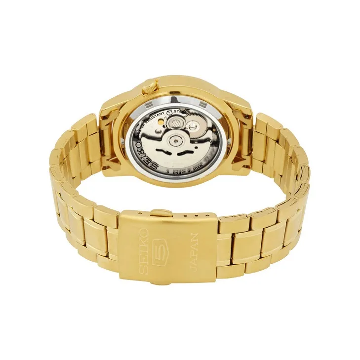 SEIKO Seiko5 Automatic Mechanical Movement Gold-Plated Strap Watch Men's Watches Gold Dial SNKK20J1-2