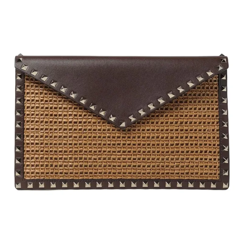 Valentino Raffia Clutch Women's Brown-0