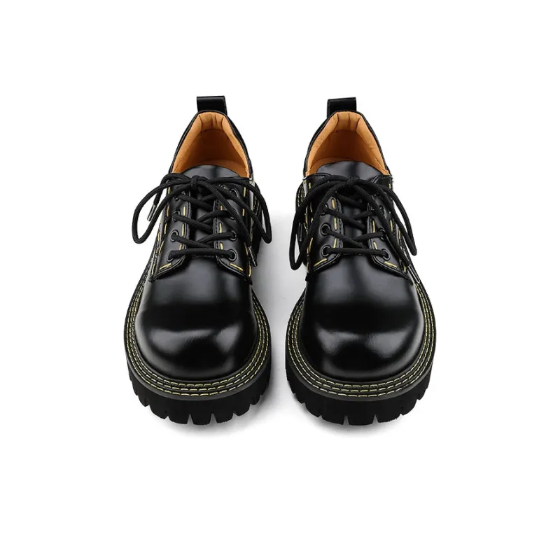 HANQIAORIJI Heavy Industry Series Men's Casual Shoes Unisex Low Top Black, Yellow-6