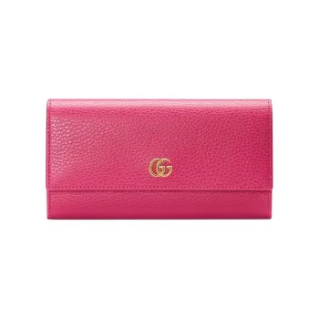 GUCCI GG Marmont Leather Wallet Women's Fuchsia