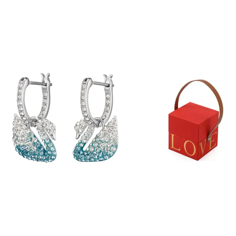 Swarovski Artificial Crystal Earrings Women's Blue-8