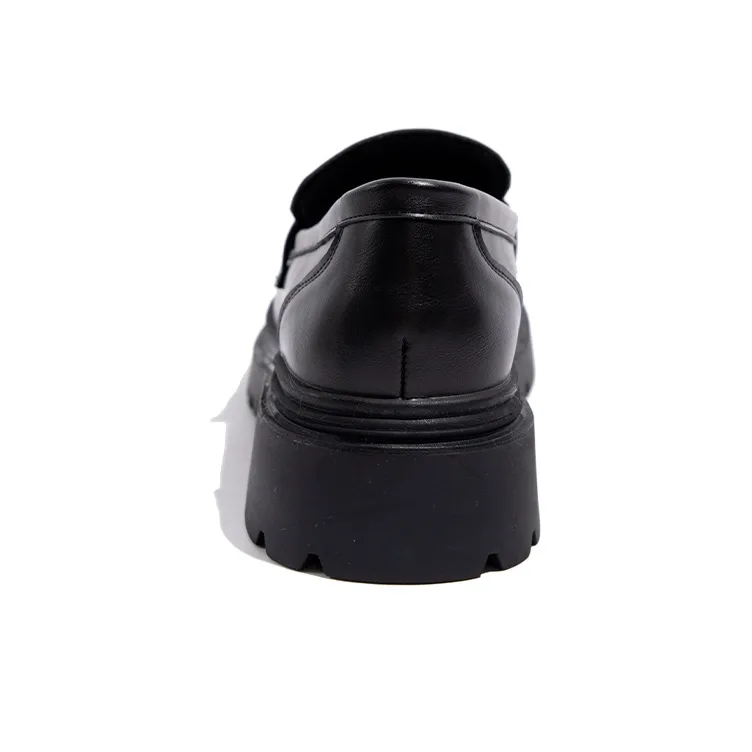TUOPIN British Style, Japanese Style Elegant, Small Leather Shoes Loafers 5cm Women's Black-3