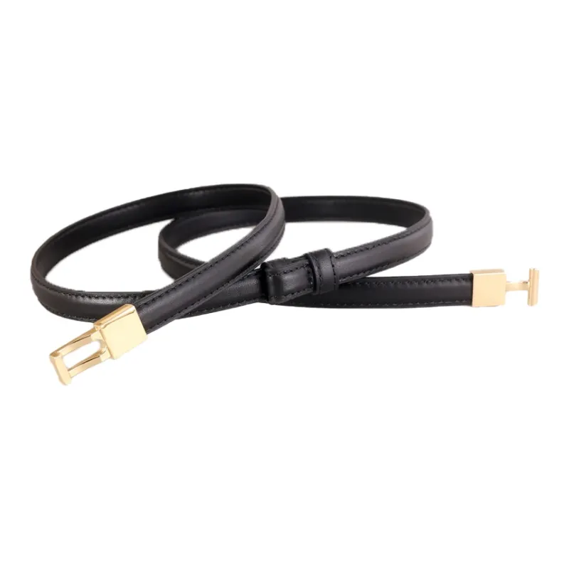 AAJF Genuine Leather Slim Waist Skirt Minimalist Style Versatile Cinched Waist Leather Belts Women's Width  1.5cm-4