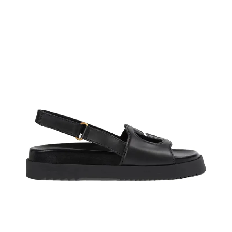 GUCCI Interlocking G Sandals Black Leather-1