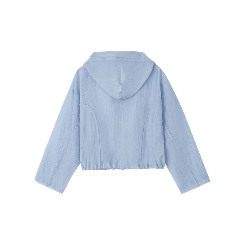 Pit Cropped Coats Women's Light Blue-1