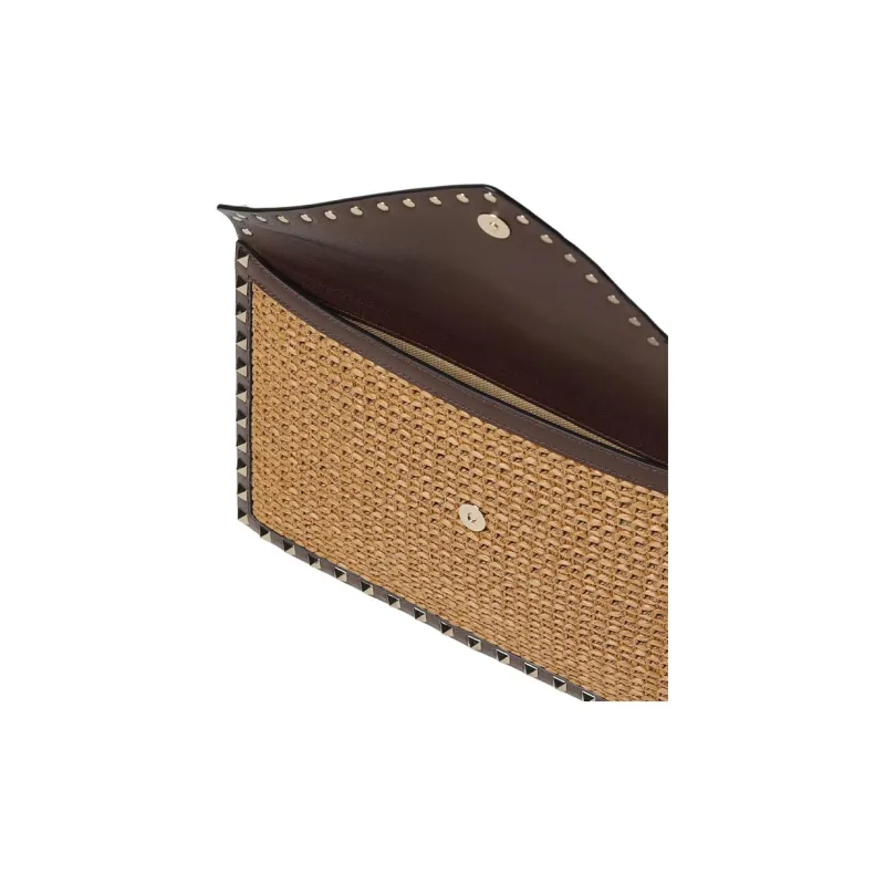 Valentino Raffia Clutch Women's Brown-3