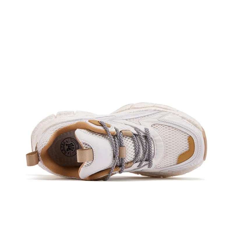 Pnj Slip Resistant Breathable Low Top Chunky Sneakers Unisex Beige Coffee-2