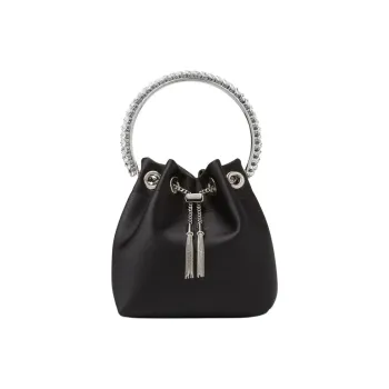 Jimmy Choo Satin One Shoulder Handbags Women's Black