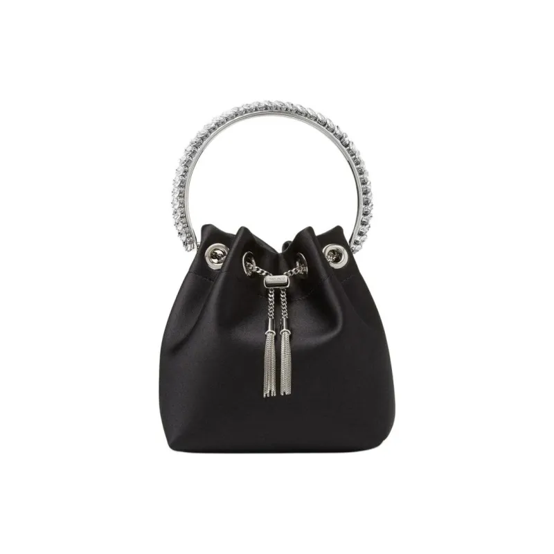 Jimmy Choo Satin One Shoulder Handbag Women's Black-0