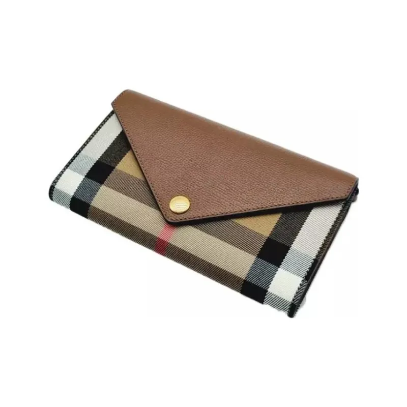 Burberry Canvas With Cow Leather Clutch Trumpets Women's Brown Multicolor-2