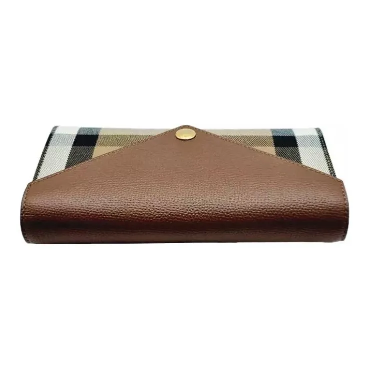 Burberry Canvas With Cow Leather Clutch Trumpets Women's Brown Multicolor-3