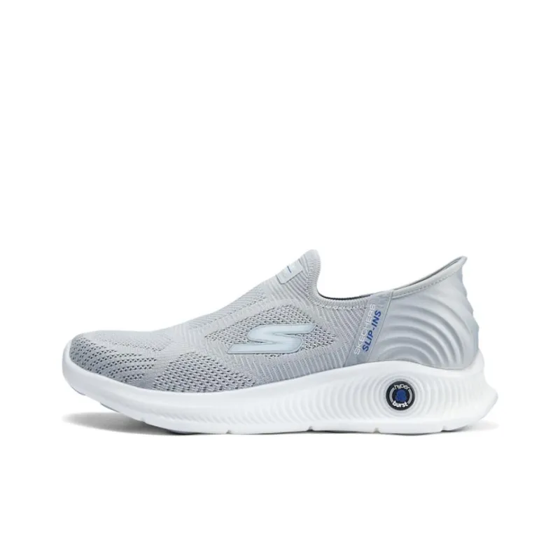 Skechers Non slip Wear resistant Shock Absorption Low Top Casual Shoes Men's Gray-0