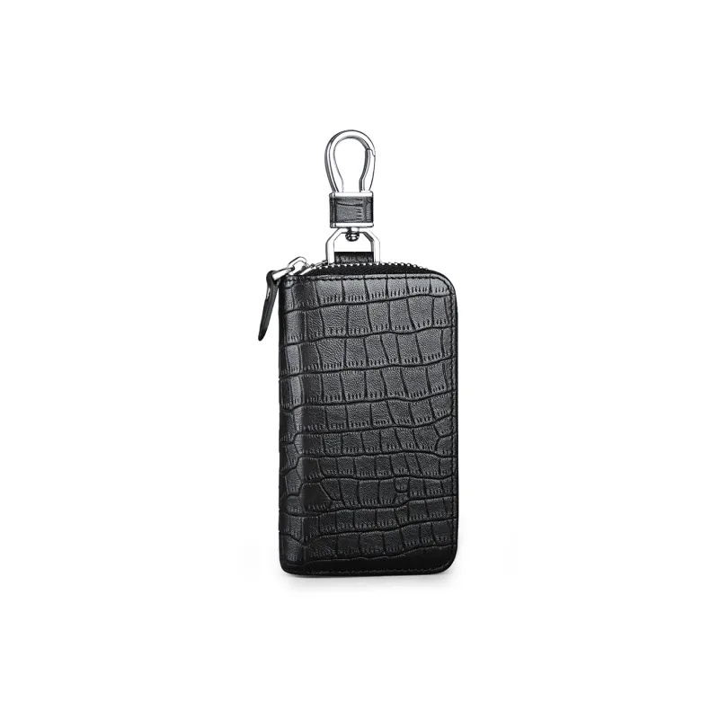 WilliamPOLO Top Grain Cow Leather Keychain Zip Closure Car Key Pouch Coin Purse Regular Men's Multicolor-7
