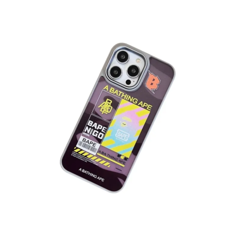 Koman ABS+PC Material Skin Tone Matte BAPE Label Phone Cases Suitable For Apple IPhone 12/13/14/15/Pro/Ma-4