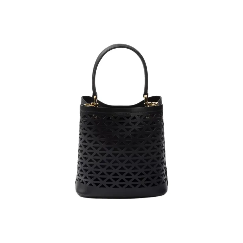 PRADA Panier Leather Shoulder Bag Crossbody Bag Handbag Mini Women's Black-2