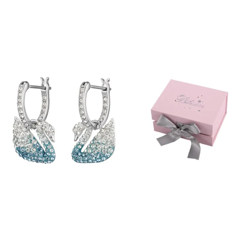 Swarovski Artificial Crystal Earrings Women's Blue-12
