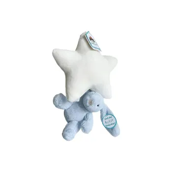 JELLYCAT Bashful Blue Bunny Star Musical Pull Stuffed Animal