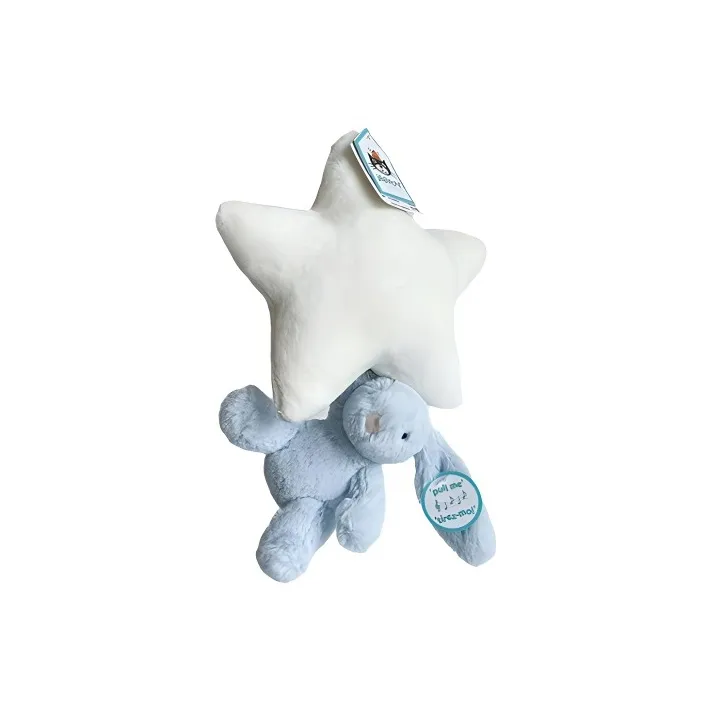 JELLYCAT Bashful Blue Bunny Star Musical Pull Stuffed Animal-0