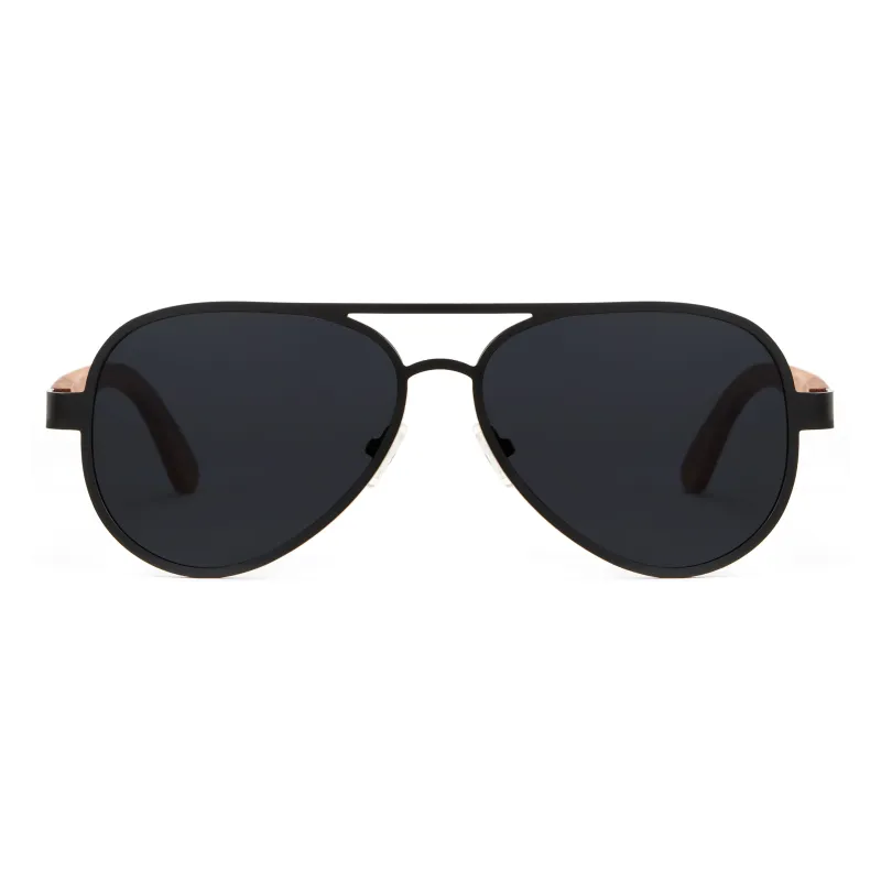 CYXUS Metal Wooden Aviator Sunglasses Women's-1