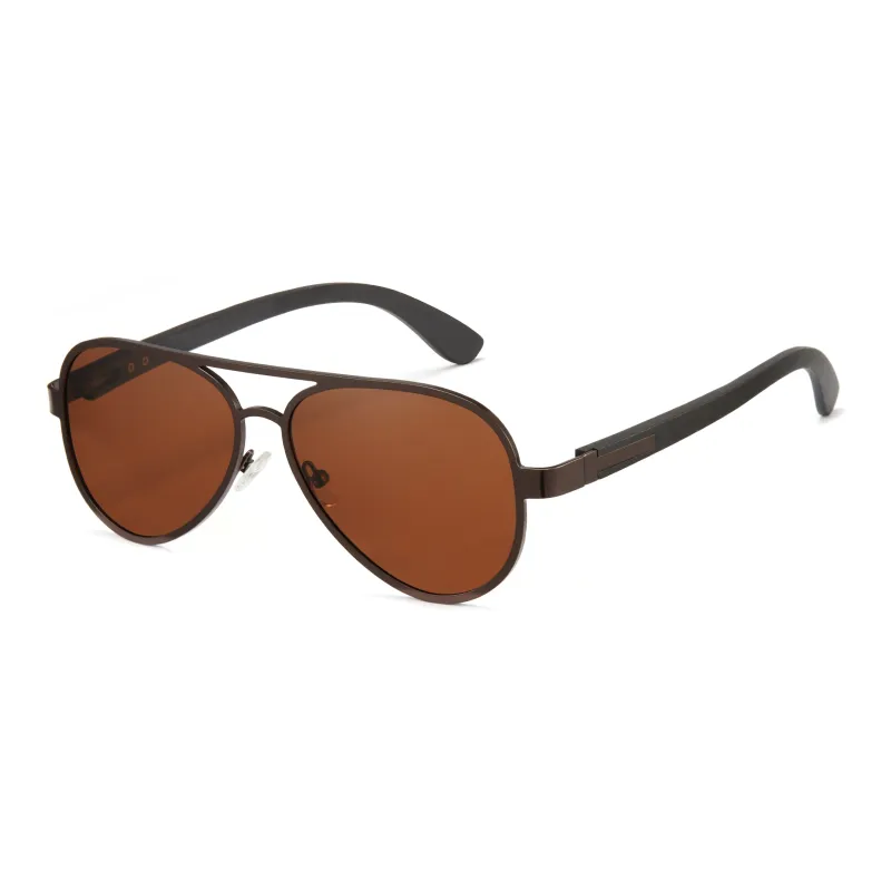 CYXUS Metal Wooden Aviator Sunglasses Women's-3