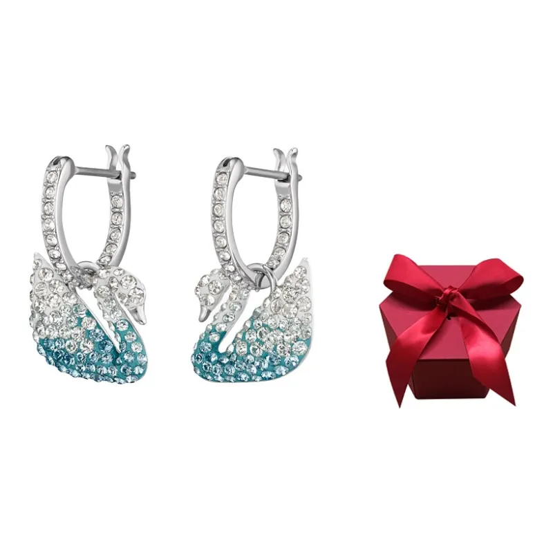 Swarovski Artificial Crystal Earrings Women's Blue-6