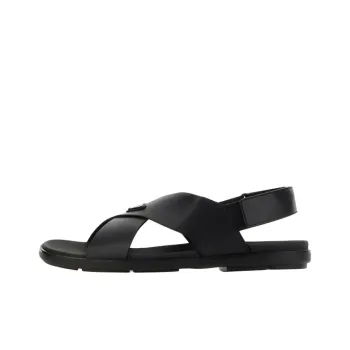 PRADA Crisscross Leather Sandals Black