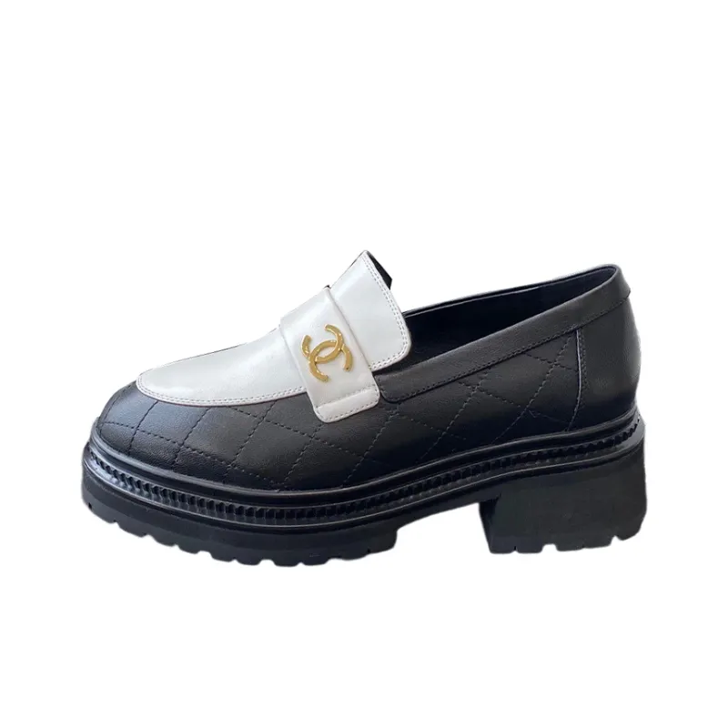 CHANEL Loafers Women's White Black-0