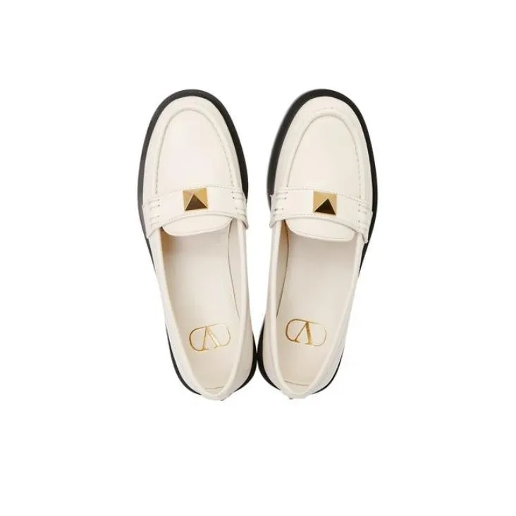 Valentino Roman Stud Loafers 3cm Women's White-2