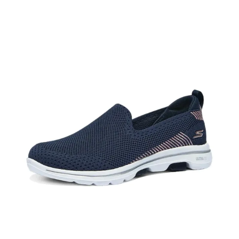 Skechers Go Walk 5 Cushioning Abrasion Resistant Breathable Low Top Casual Shoes Women's Marine Blue-0