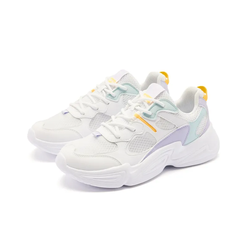 QIAODAN Lightweight Rebound Low Top Casual Shoes Women's White Purple-2