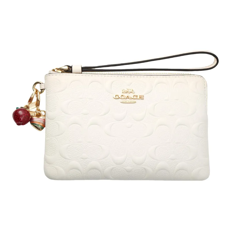 COACH Boxed Leather Wrist Bags Clutches Mini Women's Chalk White-1