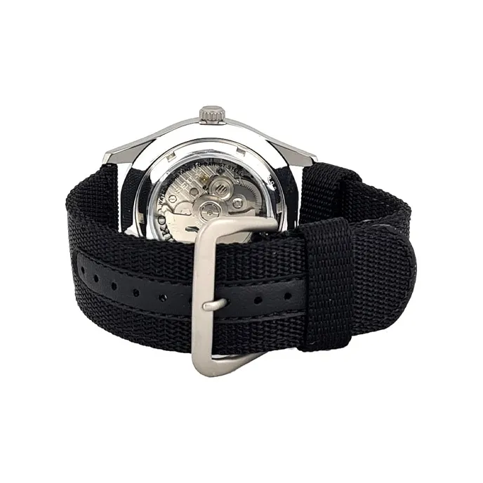 SEIKO Series 5 Automatic Mechanical Movement Canvas Strap Watch Men's Watches Black Dial SNZG15J1-2