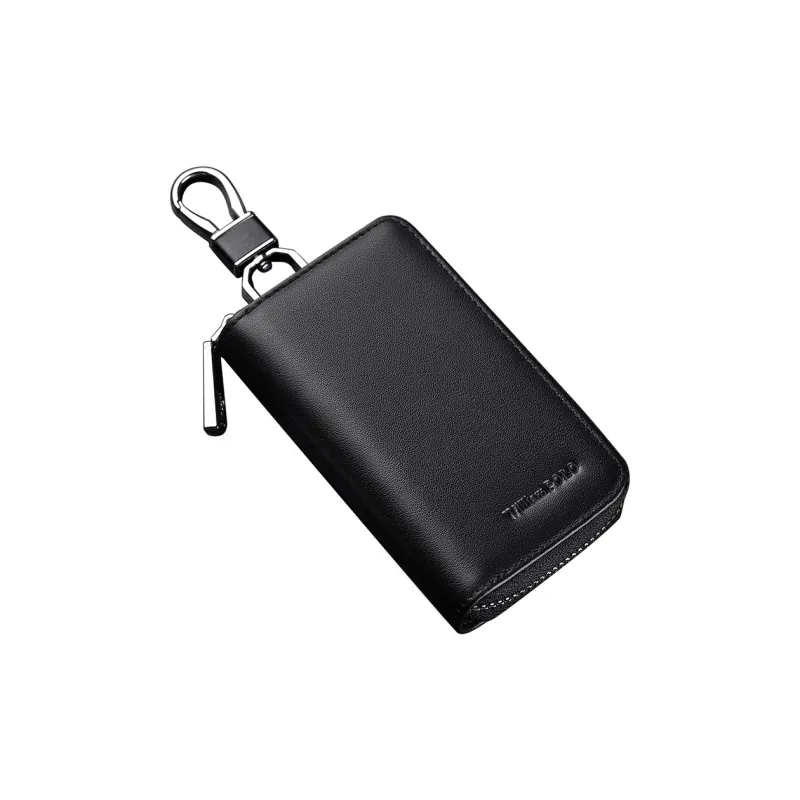 WilliamPOLO Top Grain Cow Leather Keychain Zip Closure Car Key Pouch Coin Purse Regular Men's Multicolor-2