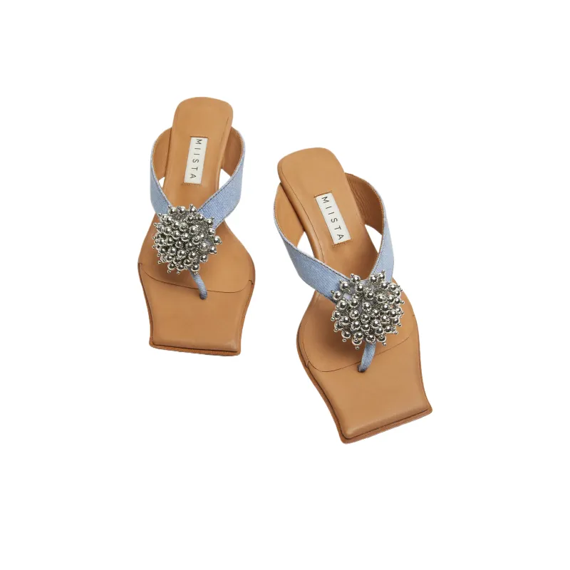 MIISTA Slip-Resistant Flip Flops Women's Blue-2