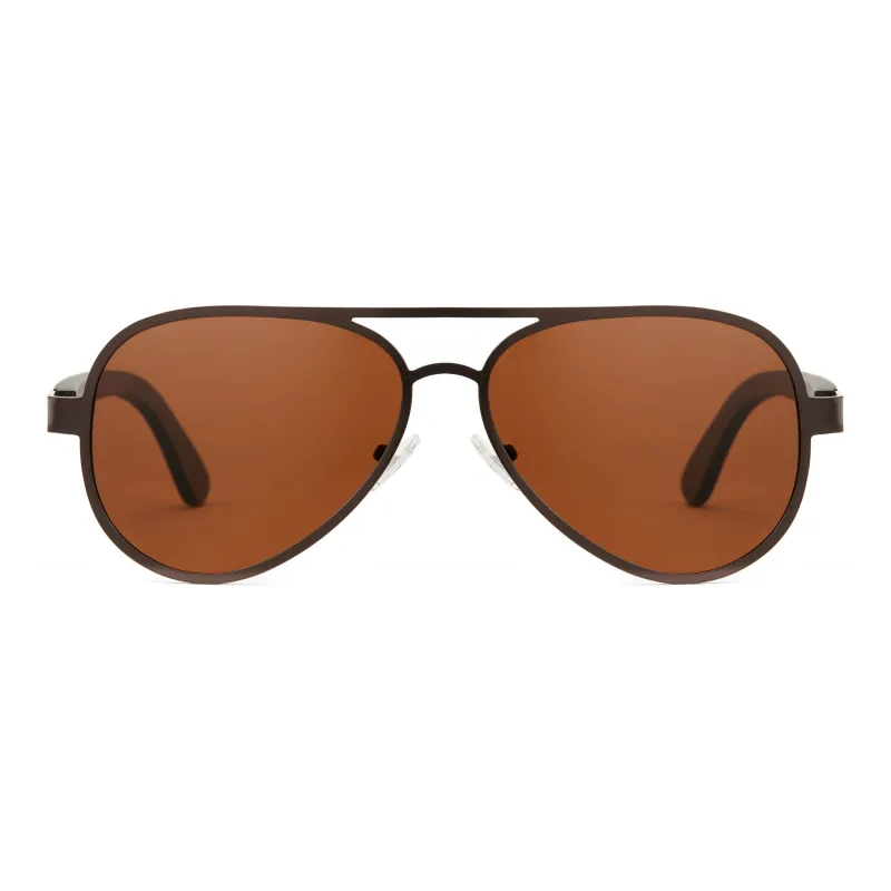 CYXUS Metal Wooden Aviator Sunglasses Women's-4