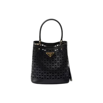 PRADA Panier Leather Shoulder Bag Crossbody Bag Handbag Mini Women's Black