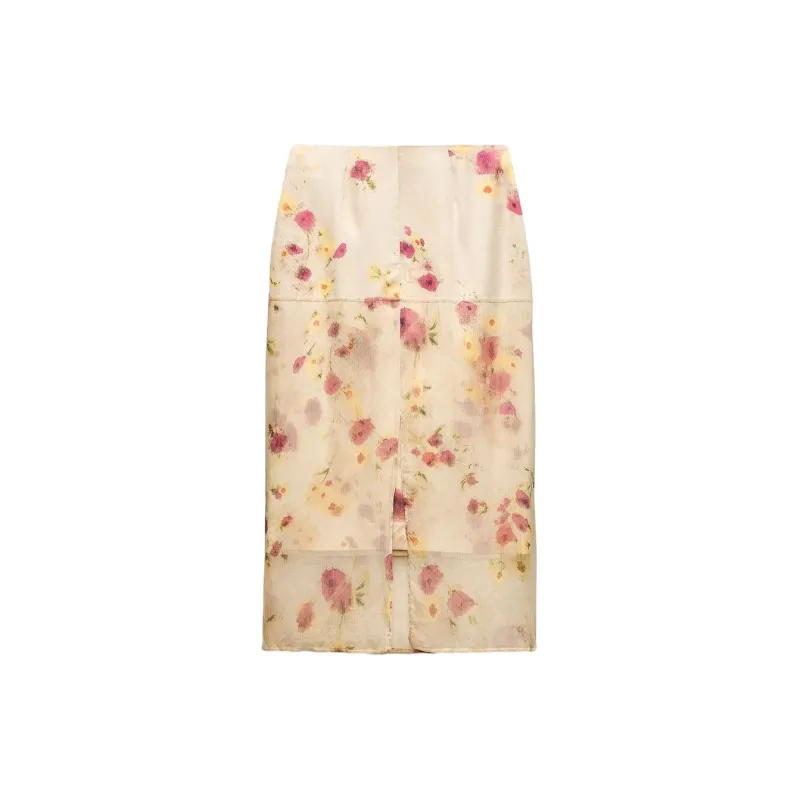 ZARA Casual Long Skirts Women's Pink-1