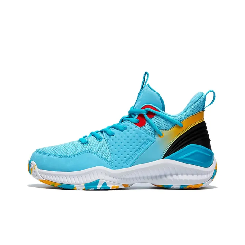 QIAODAN Cushioned Wear Resistant Slip Resistant Lightweight Low Top Basketball Shoes Men's Sky Blue-0