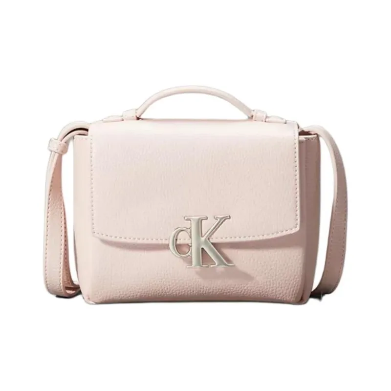 CK/Calvin Klein Polyurethane Handbag Shoulder Bag Crossbody Bag Women's Light Shell Pink-0