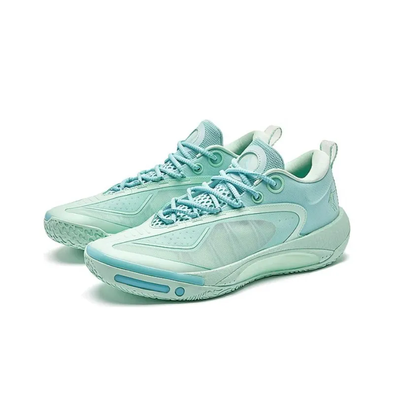 QIAODAN Wind Blade 4PRO Basketball Shoes Men Low Top Enamel Green/Lake Blue-2
