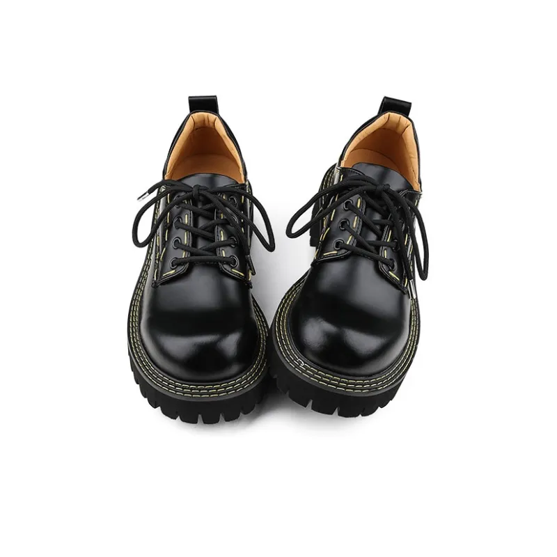 HANQIAORIJI Heavy Industry Series Men's Casual Shoes Unisex Low Top Black, Yellow-4