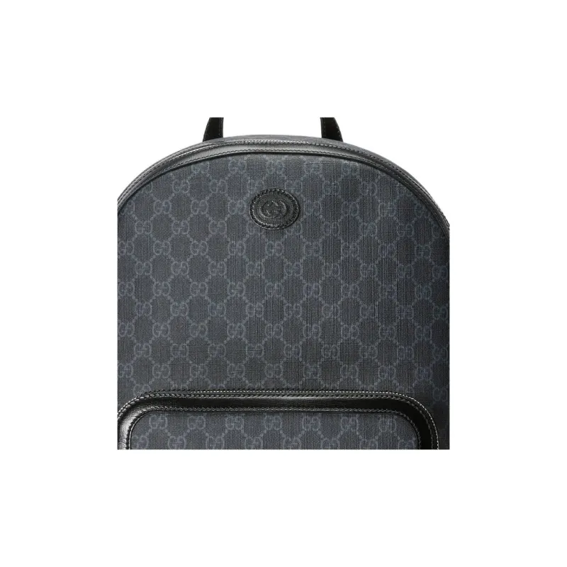 GUCCI GG Canvas With Leather Trim Backpack Men's Black-7